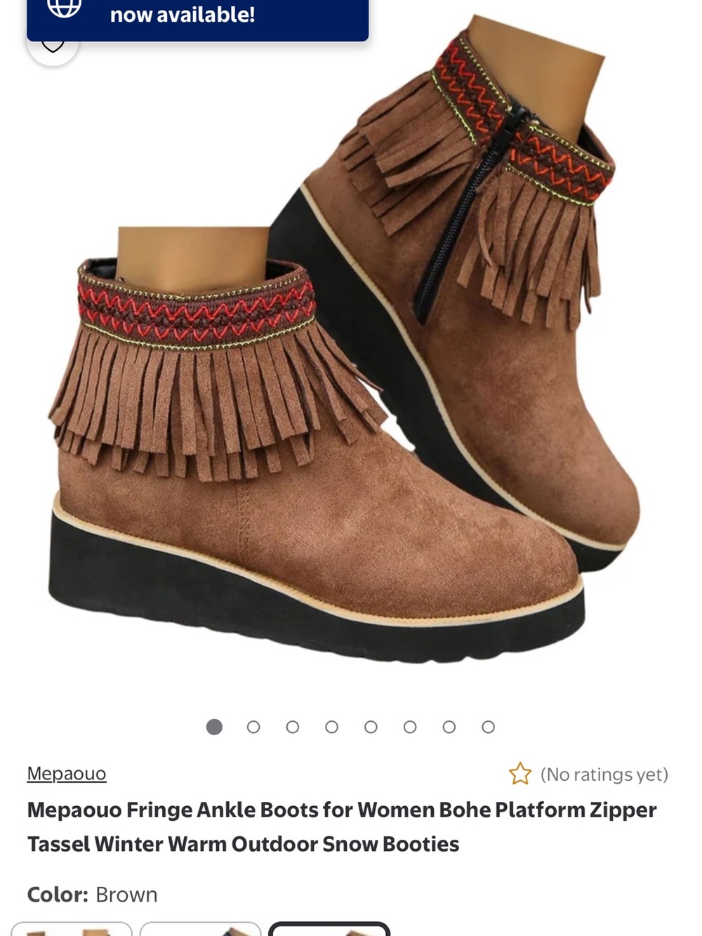 Brown Fringe Ankle Boots with Tassel Accent